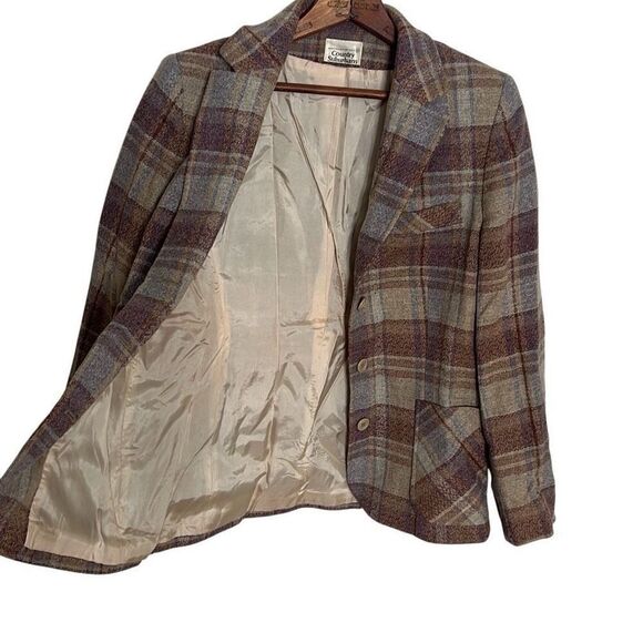 Vintage Country Suburbans Plaid Wool Blend Blazer And Skirt Set Brown Size S - Picture 4 of 12